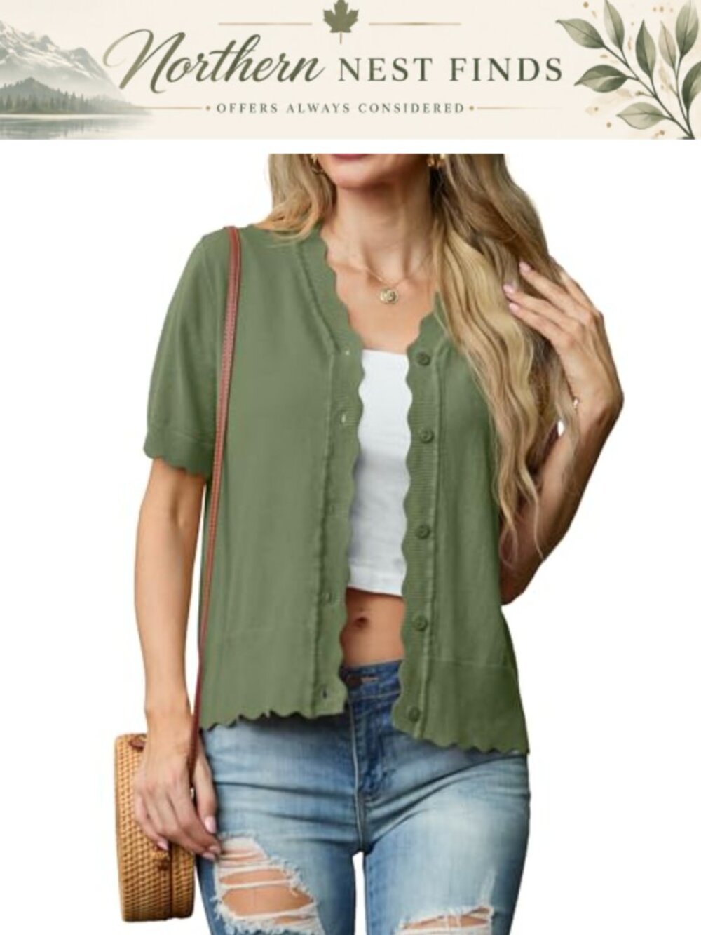 Women's Lightweight Summer Cardigan Short Sleeve Open Front Button Down Knit
